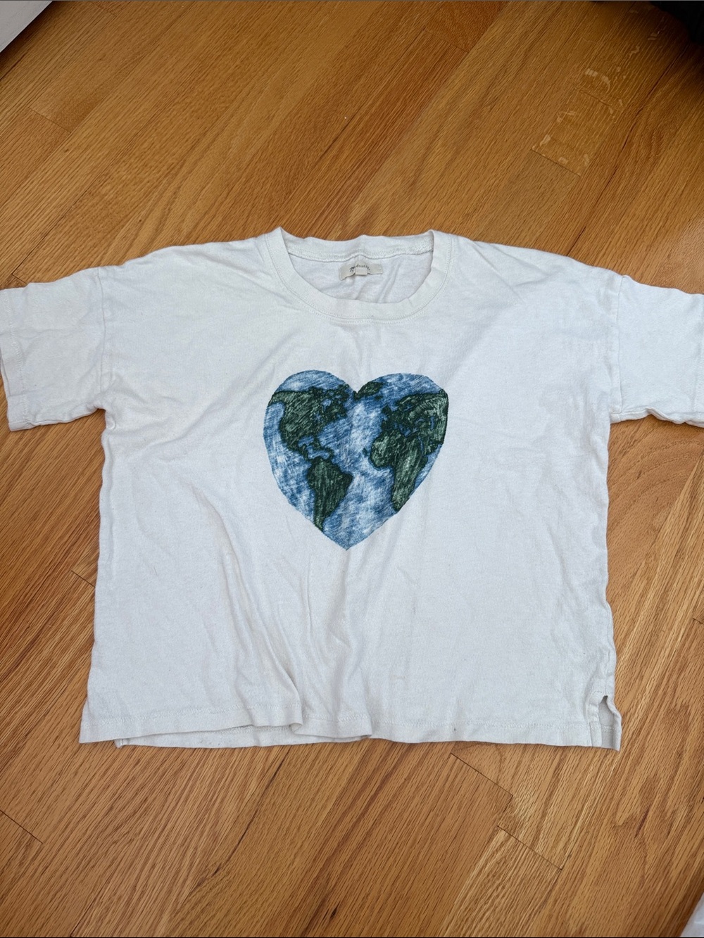 Madewell White Kids Tee with Heart Earth Graphic